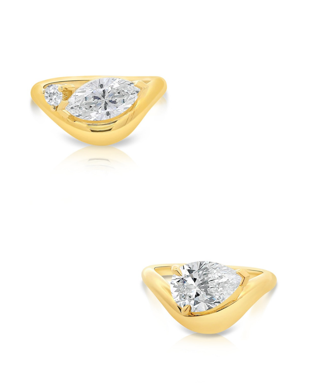 Yellow gold engagement ring with sculptural setting, York Jewellers